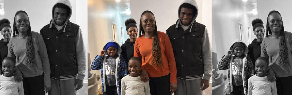 The Village helped Natasha's family, pictured here, overcome unstable housing that impacted her children's well-being.