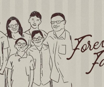 An illustration of all 7 members of the family after their foster care success story becomes an adoption.