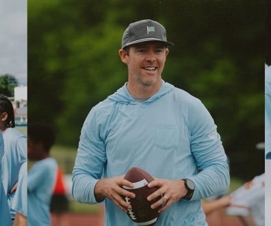 An image of coaches, kids, and Colt McCoy at the Colt McCoy Performance Camp.